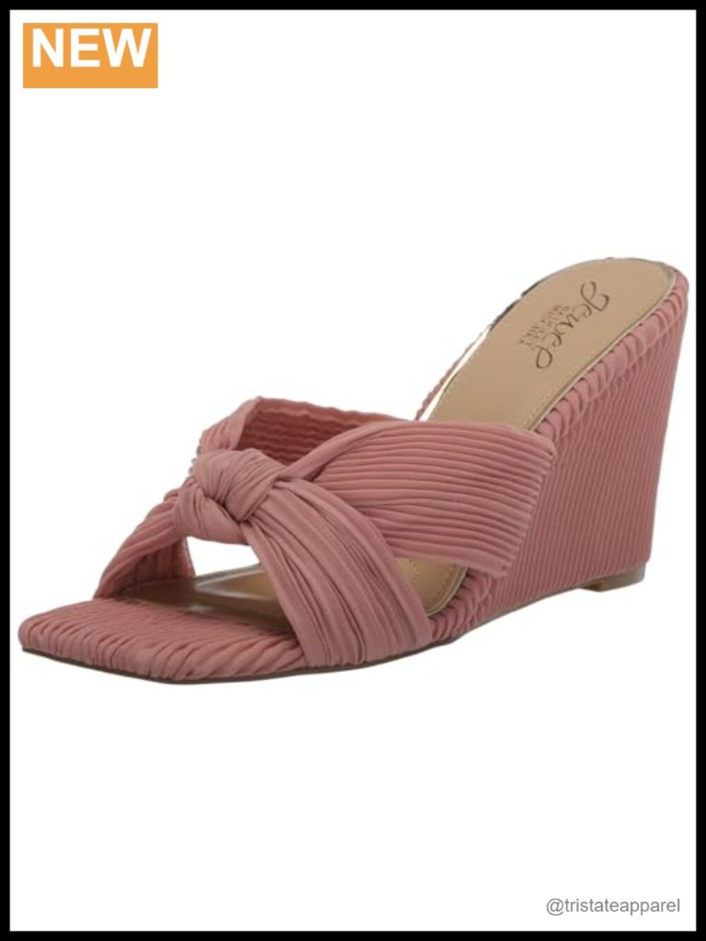 Badgley Mischka Hype Wedge Sandal Faux Leather Padded Formal Evening Slip On